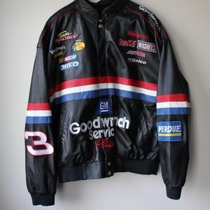 Reversible Leather GM Goodwrench Nascar Racing Bomber Jacket; Dale Earnhardt